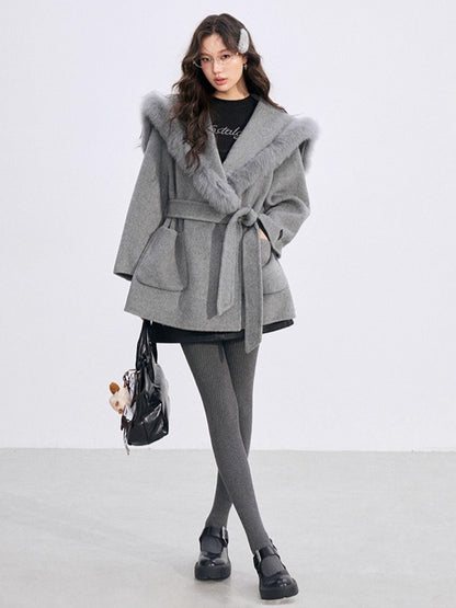 Oversized Wool-Blend Wide-Collar Coat