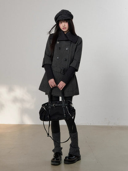 Grey Tailored Wool-Blend Long Dress