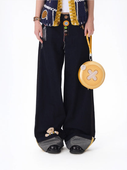 Tailor Bear Wide-Leg Denim Trousers
