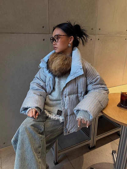 Spray-Dyed Panelled Down Jacket