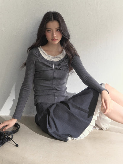 Bow-Tied Knit Long Sleeve T-Shirt