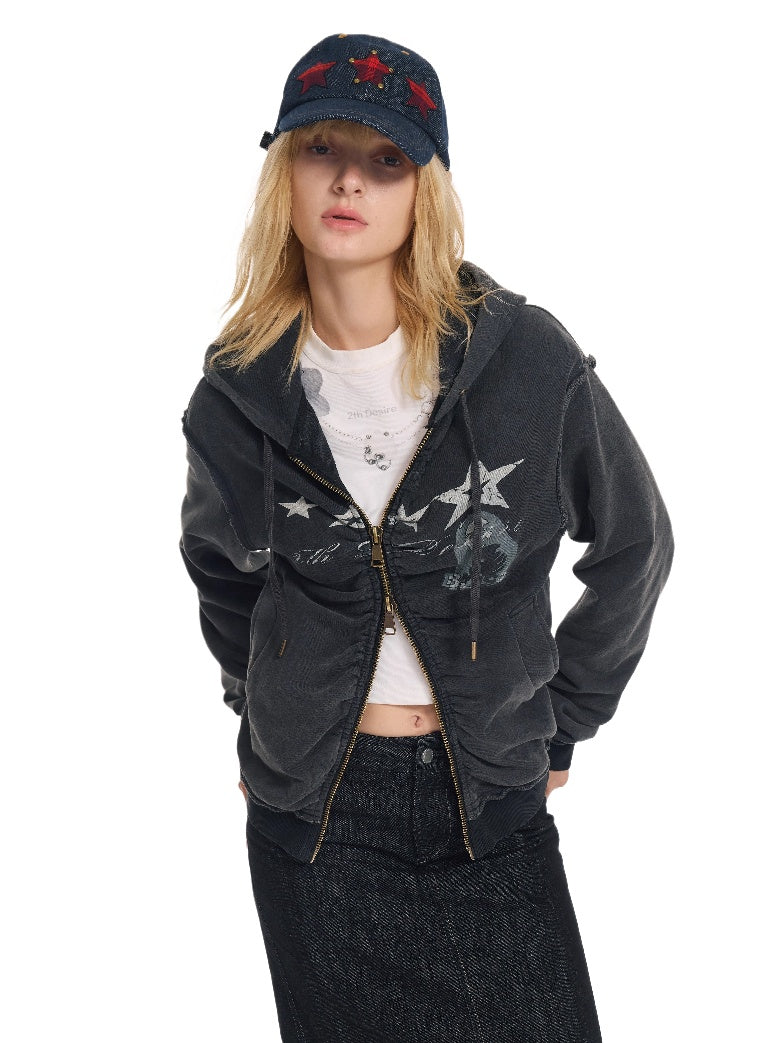 Washed Punk Zip-up Hoodie