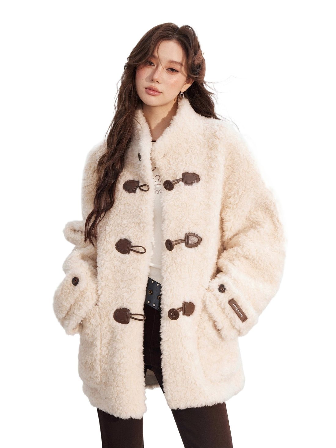 Wool-Blend Shearling Buttoned Jacket