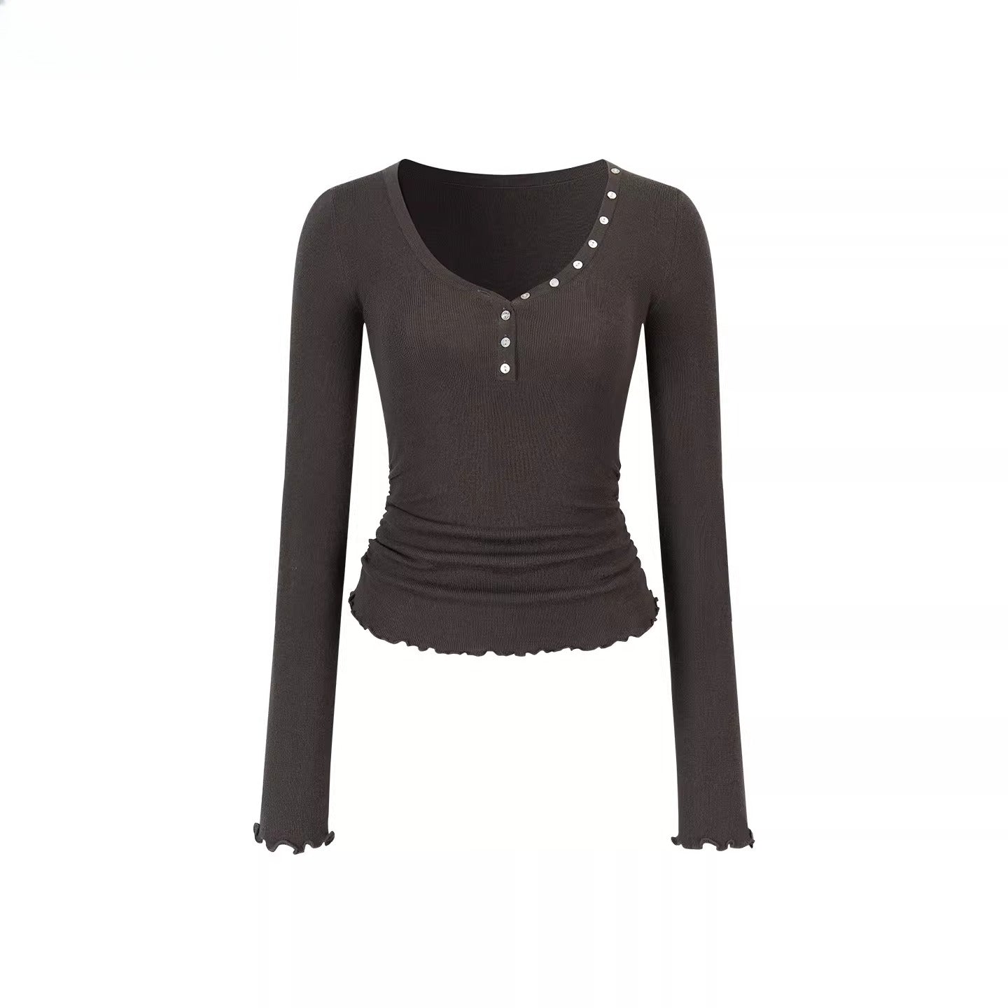 Waist-Cinched Slim-Fit Wool Knit T-Shirt