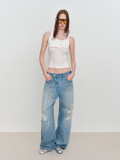 Fake Two-Piece U-Neck Camisole Tank Top