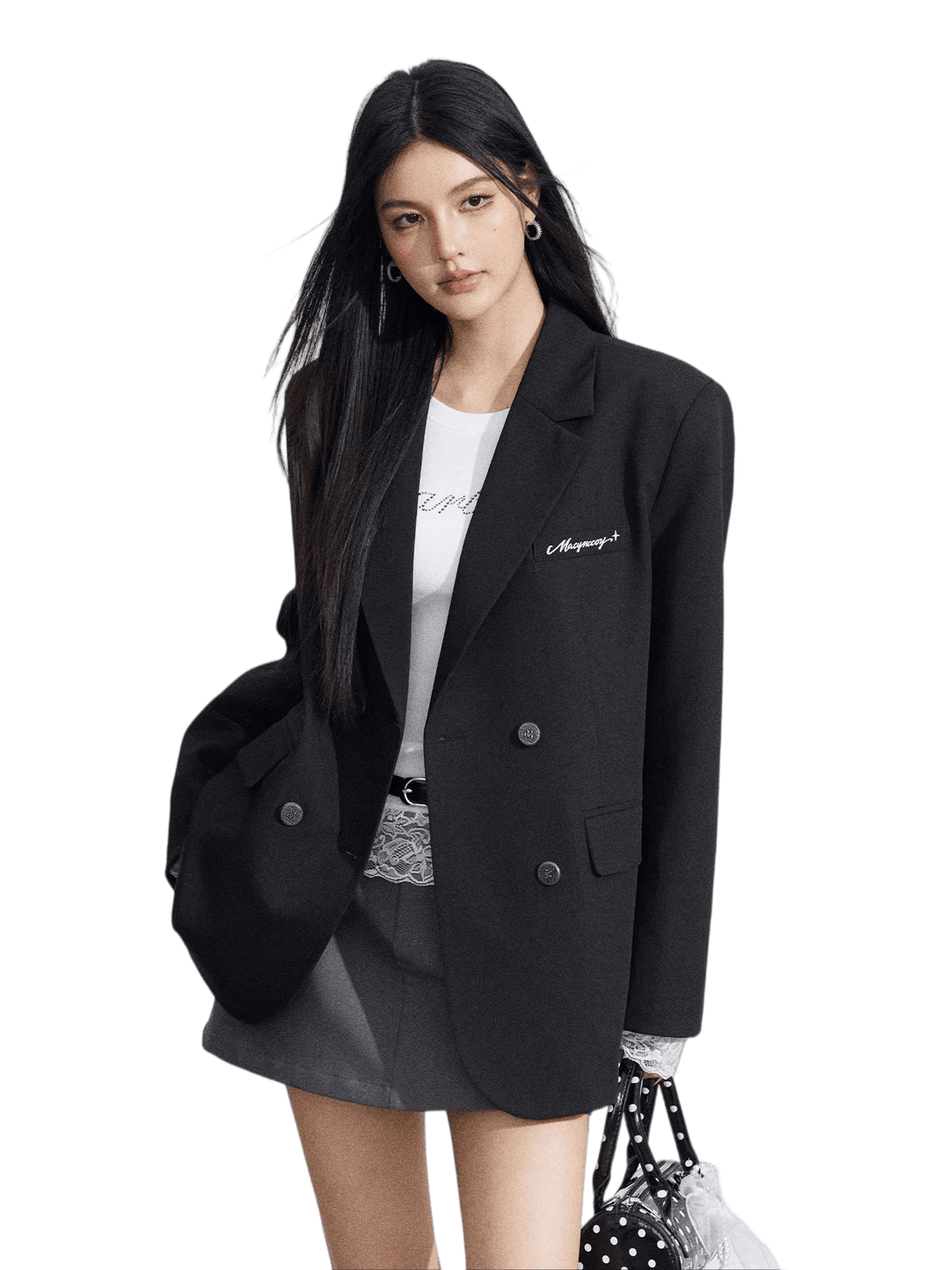 Lace Panel Oversized Blazer