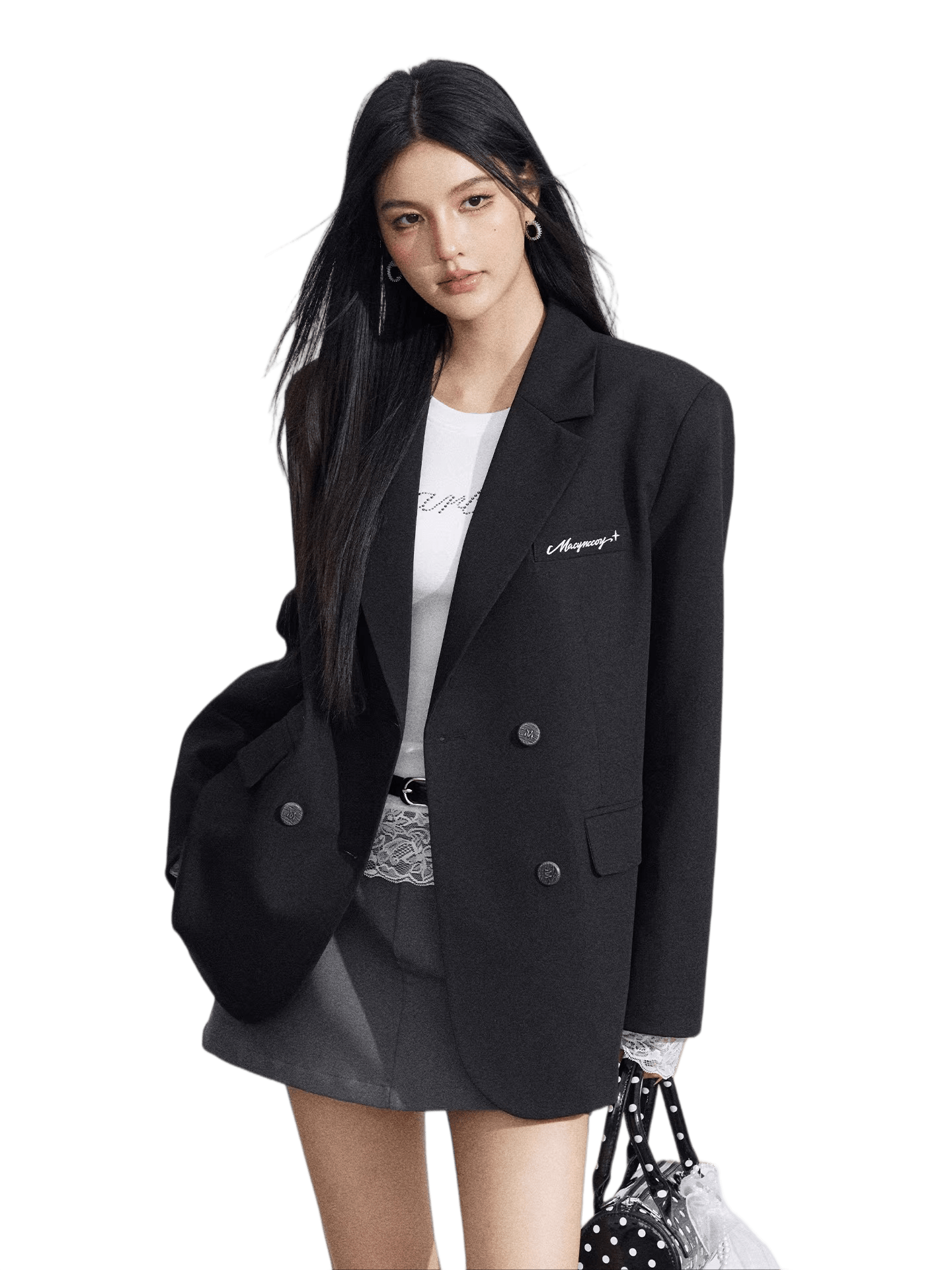 Lace Panel Oversized Blazer