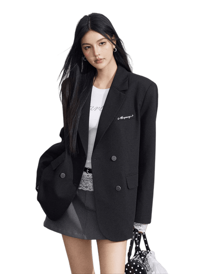 Lace Panel Oversized Blazer