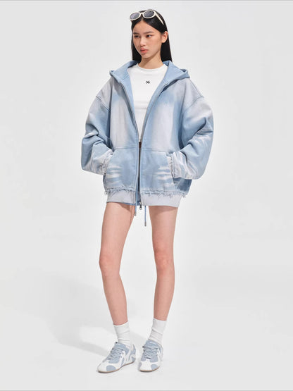 Vintage-Washed Oversized Hooded Sweatshirt