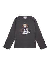 Lace Panel Dog Print Crew Neck Tee - CHINASQUAD