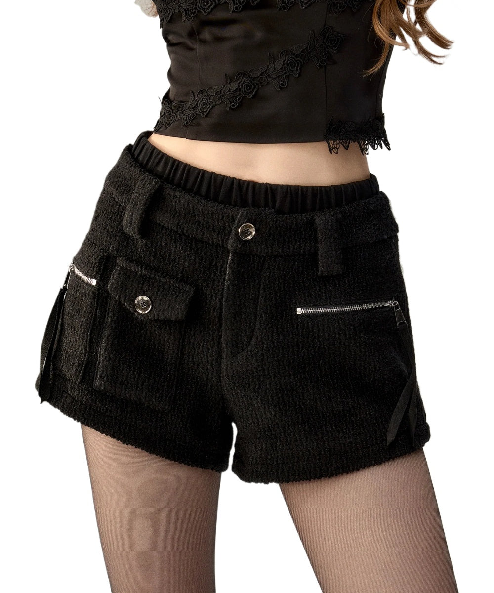 Black Double-Layer Patchwork 2-in-1 Shorts - CHINASQUAD