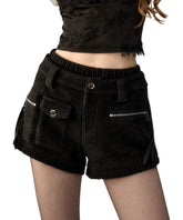 Black Double-Layer Patchwork 2-in-1 Shorts - CHINASQUAD