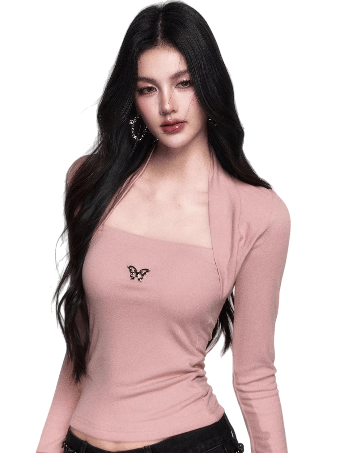 Sleeve-Detail Slim-Fit Knit Crewneck