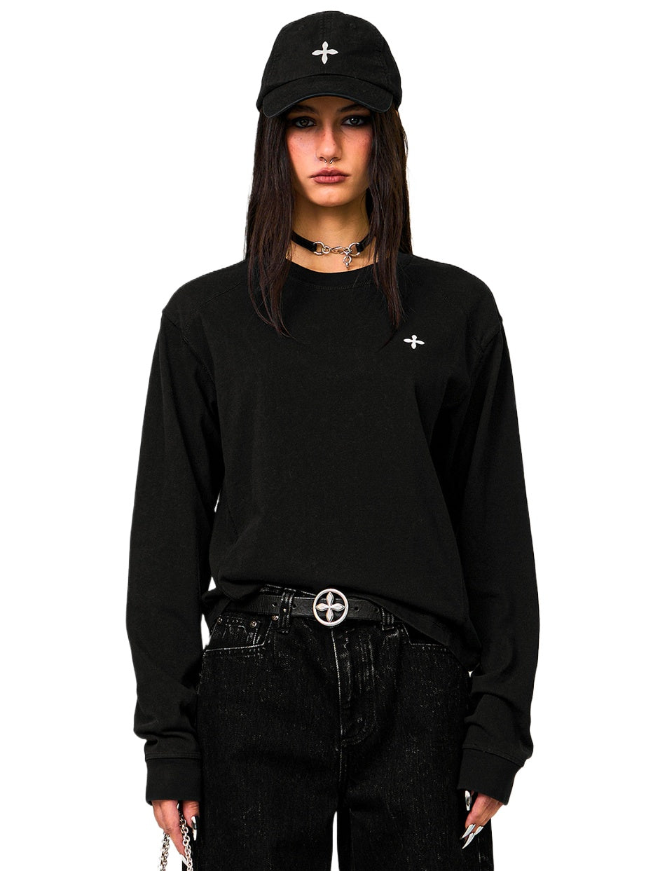 Black Cross Embroidery Sweatshirt