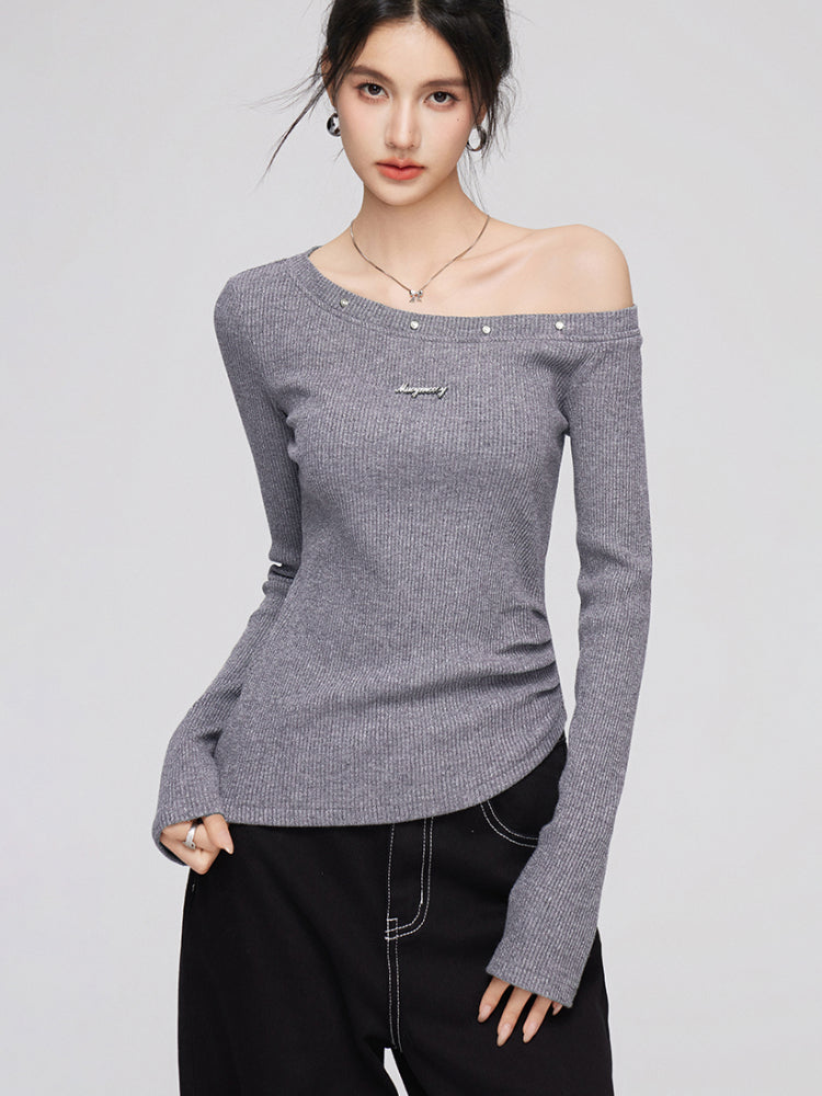 Asymmetric Shimmer Knit Top