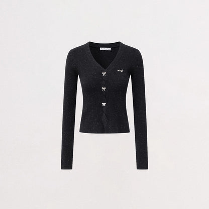 Shimmer Soft-Touch Knit V-Neck