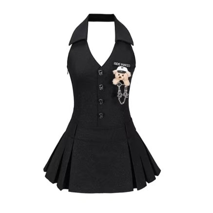 Halter-Neck Tailored Mini Dress