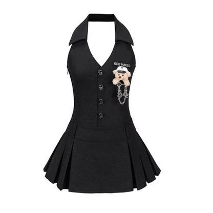 Halter-Neck Tailored Mini Dress