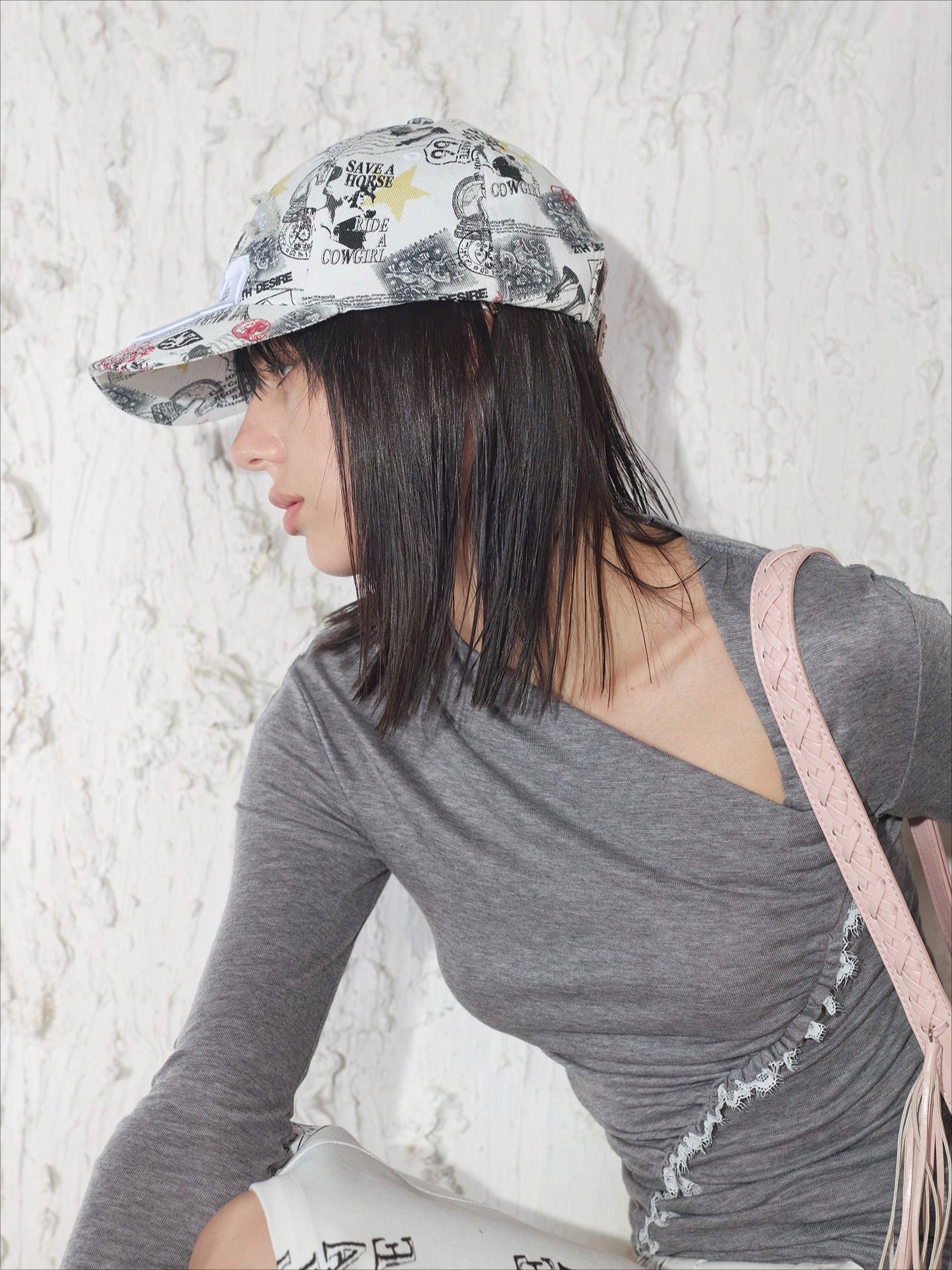 Rock Leopard Newspaper Print Baseball Cap