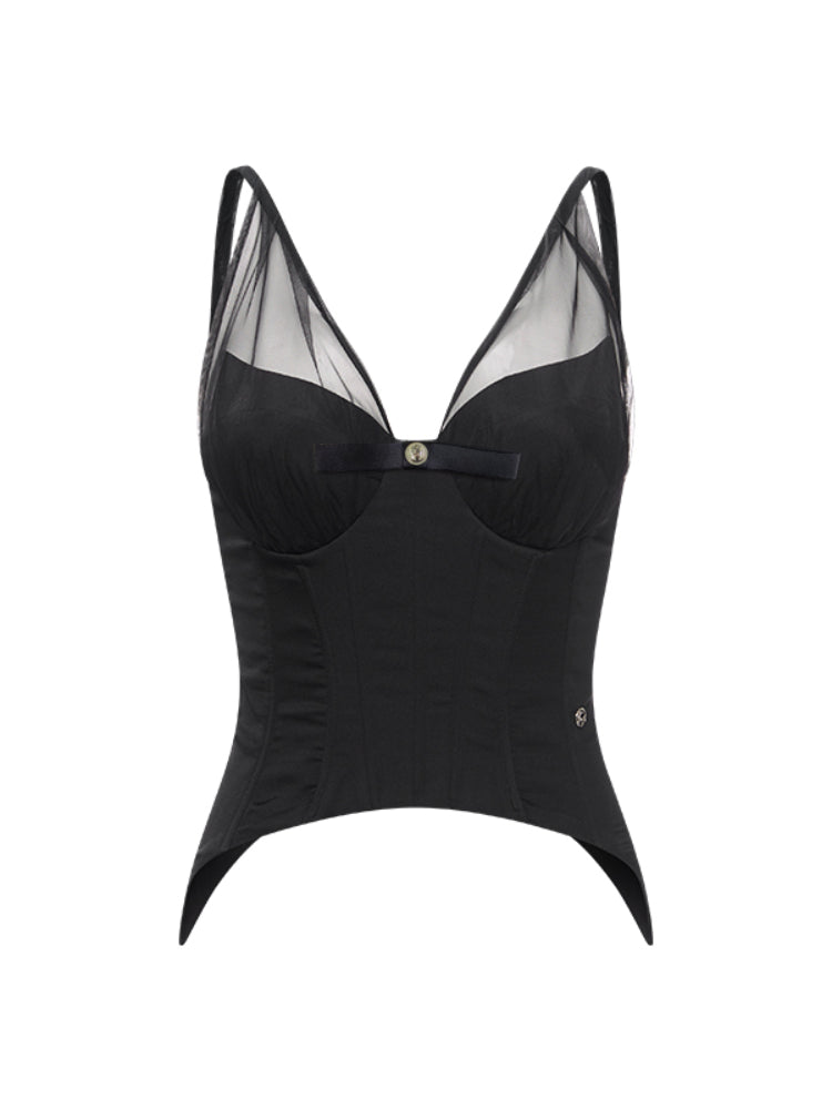 Strapped Waist-Cinching Midi Fish-Tail Half Skirt Set