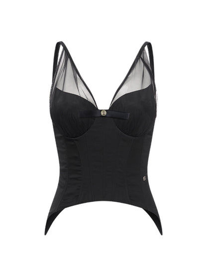 Strapped Waist-Cinching Midi Fish-Tail Half Skirt Set