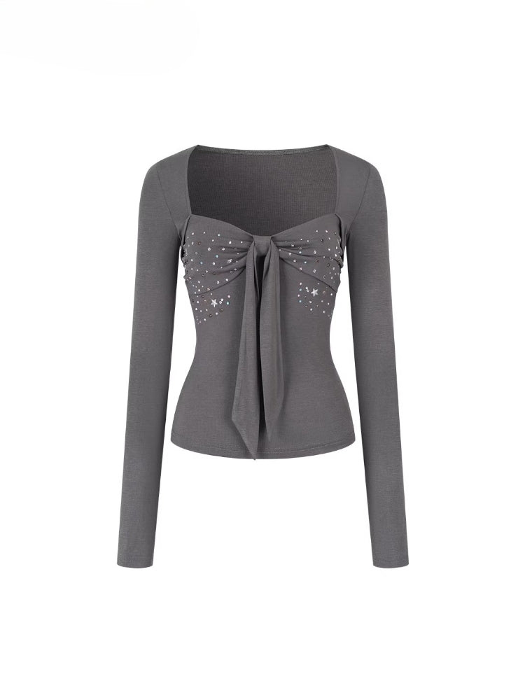Bowknot Colorful Hot-Fix Blouse