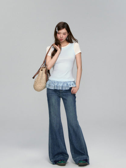 Two-piece Ruffled Bottoming Top - CHINASQUAD