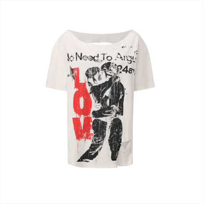 Laser-Burn Punk Graphic Oversized T-Shirt