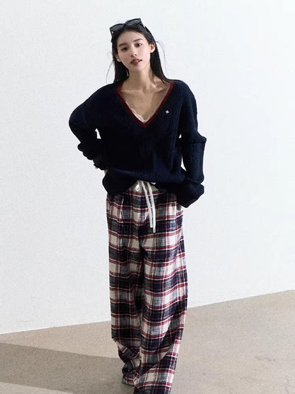 Ribbed Cable-Knit Wool-Blend V-Neck Top