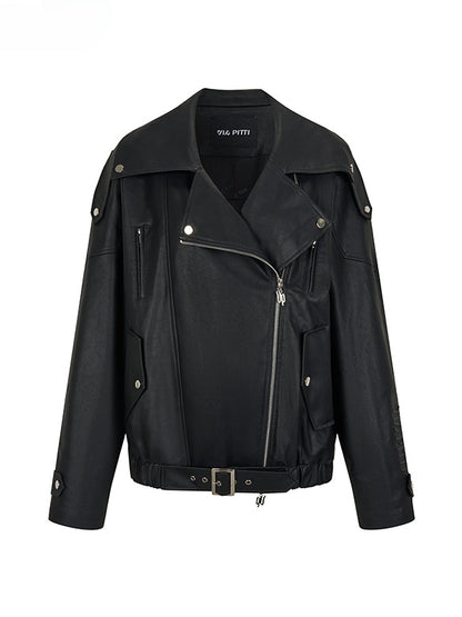 Oversized PU Leather Biker Jacket