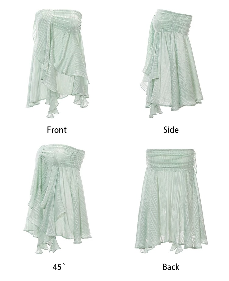 Mint Shimmer Ruffle Bandeau Dress