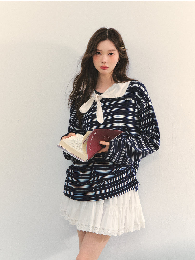 Bow Tie Stripe Long-Sleeve T-Shirt - CHINASQUAD
