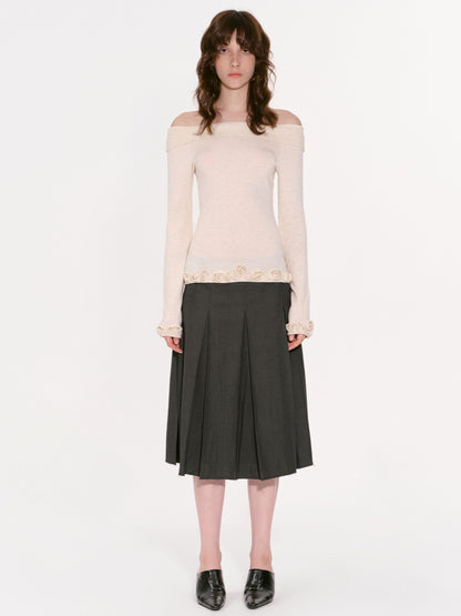 High-End Wool Off-shoulder Knit 