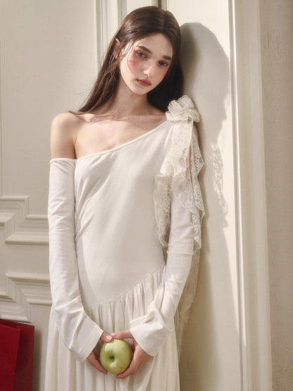 Hot Milk Off-Shoulder Knit Maxi Dress