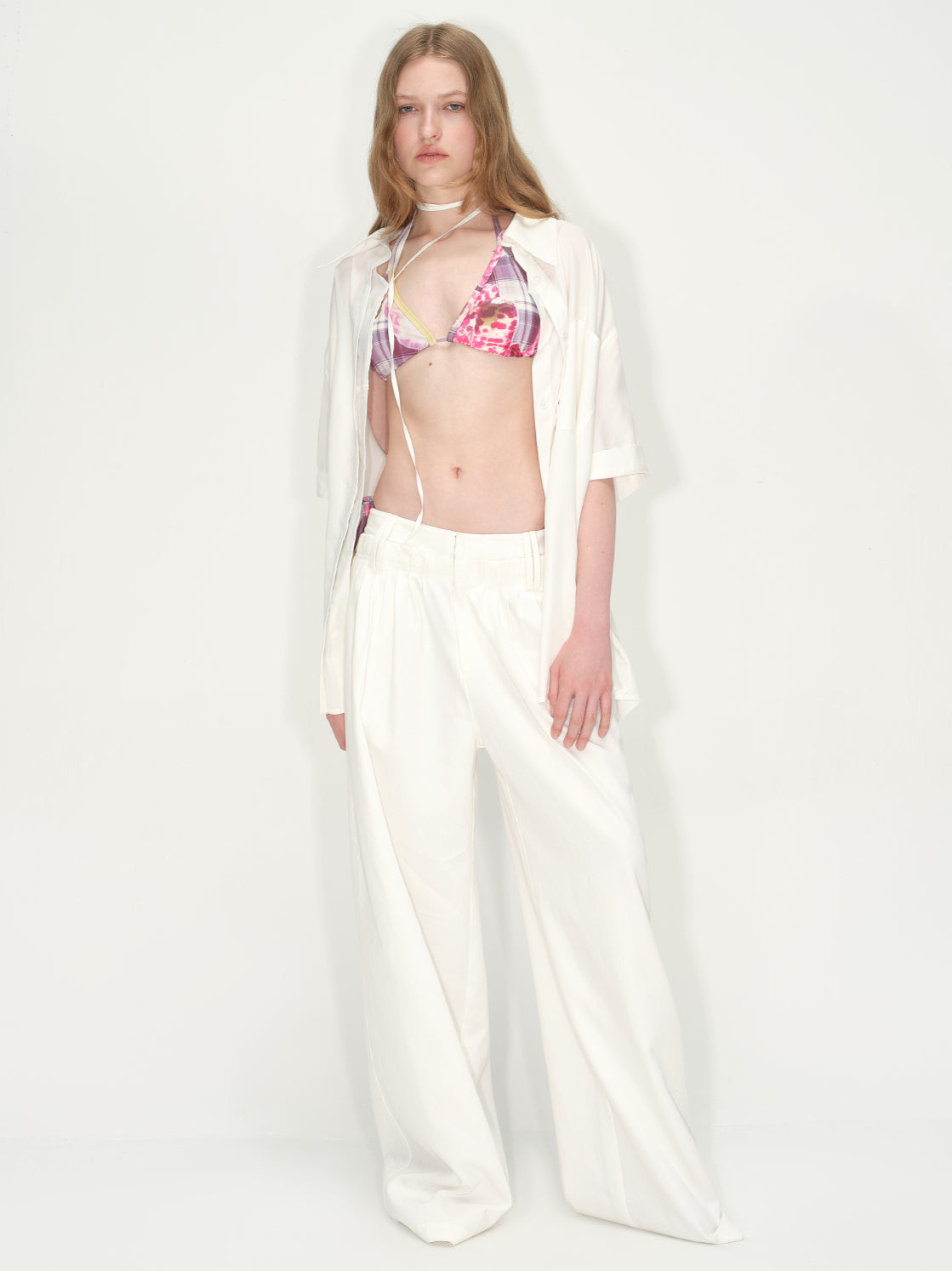 White Lyocell Wide-Leg Pants