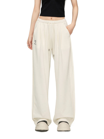 Black &amp; Off-white Knit Wide-Leg Pants