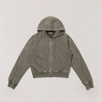 Wild Vintage Zip-up Cropped Hoodie