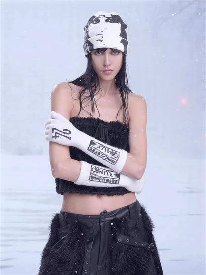 Printed Branded Knit Gloves