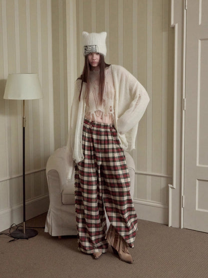 Mohair Distressed Fitted Cropped Sweater