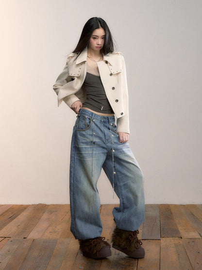 Studded Edge Cropped Fitted Jacket