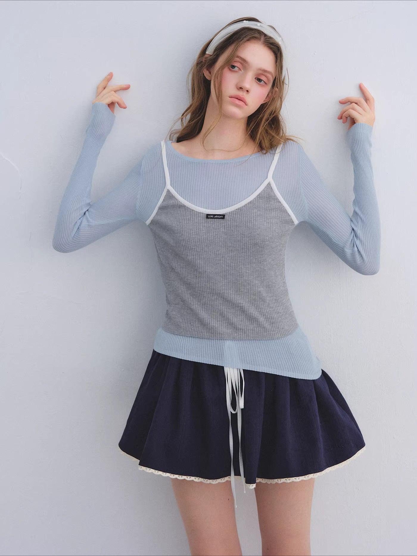 Layered Contrast Camisole Crewneck