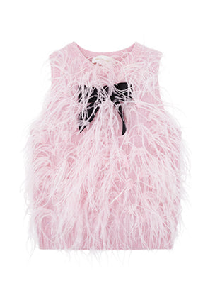 Ostrich Feather Knitted Tank Top