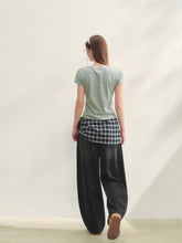 Checked Panel Tie-Waist Jeans - CHINASQUAD