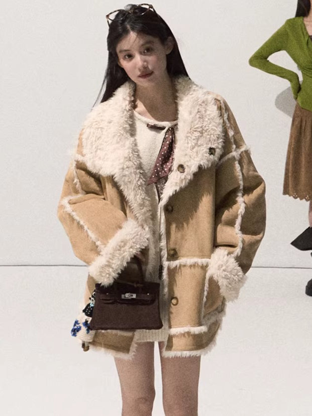 Faux Shearling Suede Jacket &amp; Vest