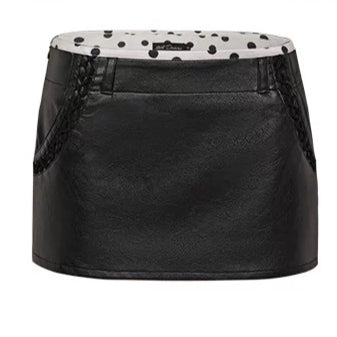 Fur-Collar Printed Leather Suit Set