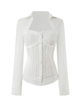 White Lace Slim-Fit Long-Sleeve Shirt - CHINASQUAD
