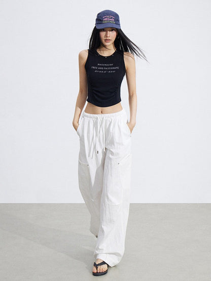 Logo Cinched Waist Sleeveless Tank Top