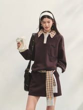 Fake Two-Piece Checkered Shirt Panel Sweatshirt - CHINASQUAD
