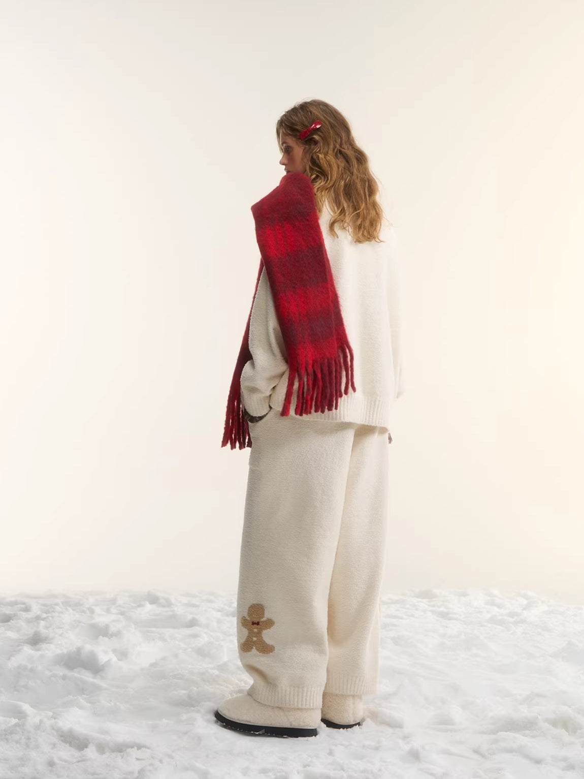 Vintage Wool-Blend Red Plaid Scarf