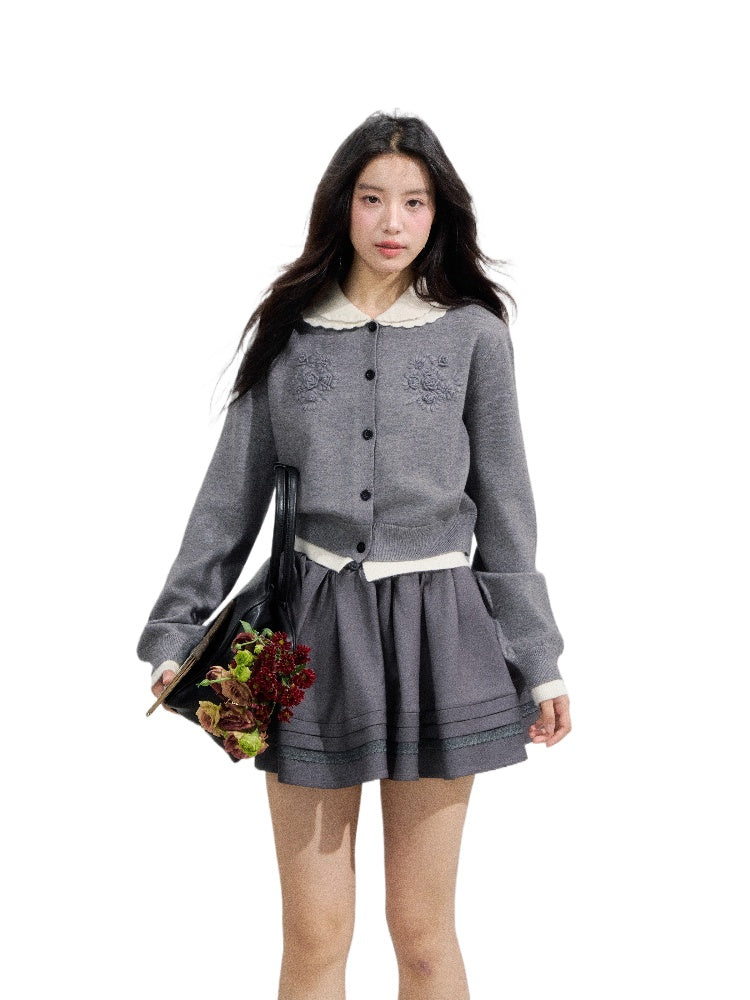 Crochet White Doll Collar Cardigan